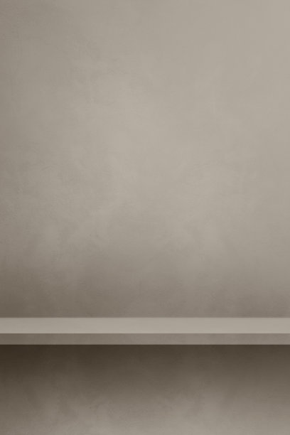 暖灰色混凝土墙上的空架子。背景模板。垂直模型图片下载