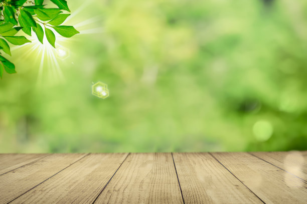 木桌上的树叶随风摇曳。它唤起了自然和谐的形象和天然材料的使用图片下载