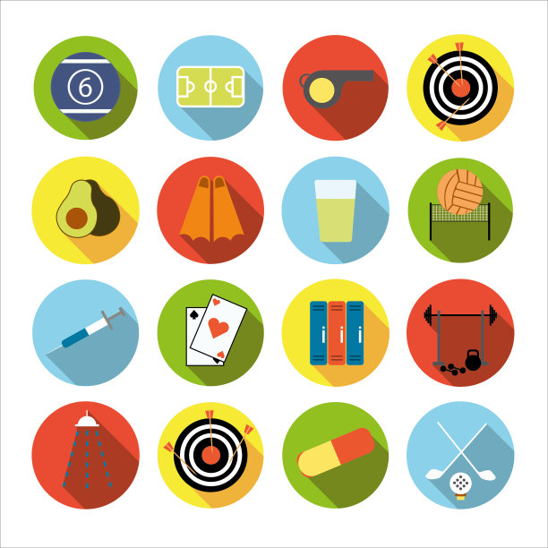 一套扁平的运动图标图片下载