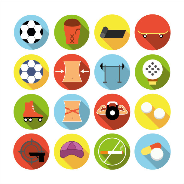 一套扁平的运动图标图片下载