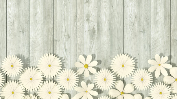 白木背景上的春天花朵图片下载