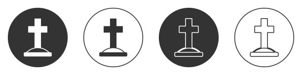 黑色坟墓与十字图标孤立在白色图片下载
