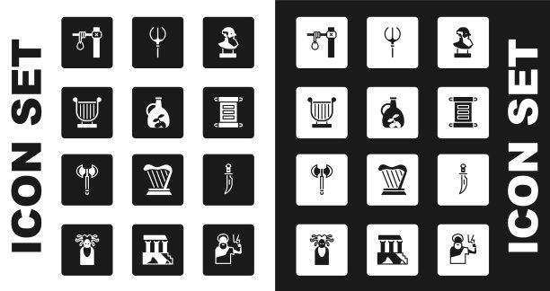 设置古代半身像雕塑瓶橄榄油图片下载