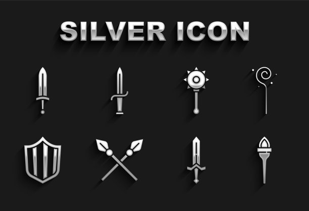 设定交叉中世纪长矛魔法杖火把图片下载