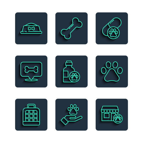 设定线宠物手提箱手与动物图片下载