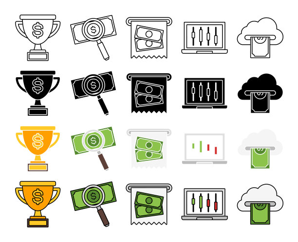 货币和金融的设置在平面风格隔离图片下载