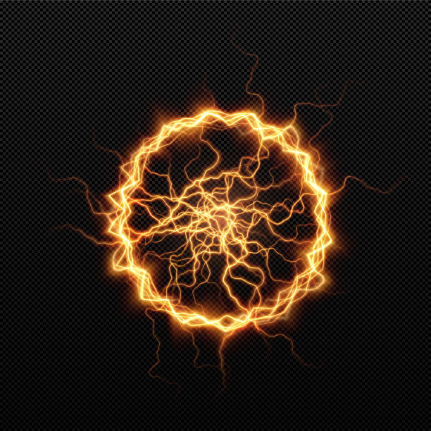 强力球闪电金。一个环上的强电荷。魔多。元素为您的设计，广告，明信片，邀请，屏保，网站，游戏。图片下载