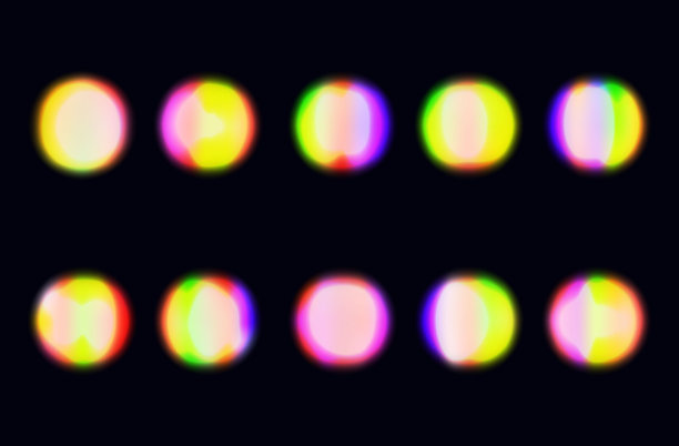 炽热的彩虹闪光。耀眼的光芒与几何反射。霓虹灯的明亮光束，光线的光学反射透镜爆炸，迸发的光芒，五彩缤纷的火花。向量。图片下载