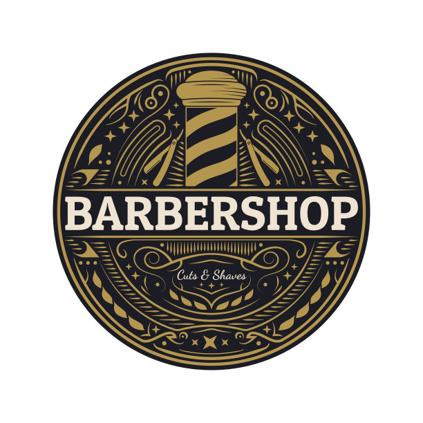 理发店的复古标志。理发店复古的徽章，标志或标签。发廊圆邮票。矢量插图。图片下载