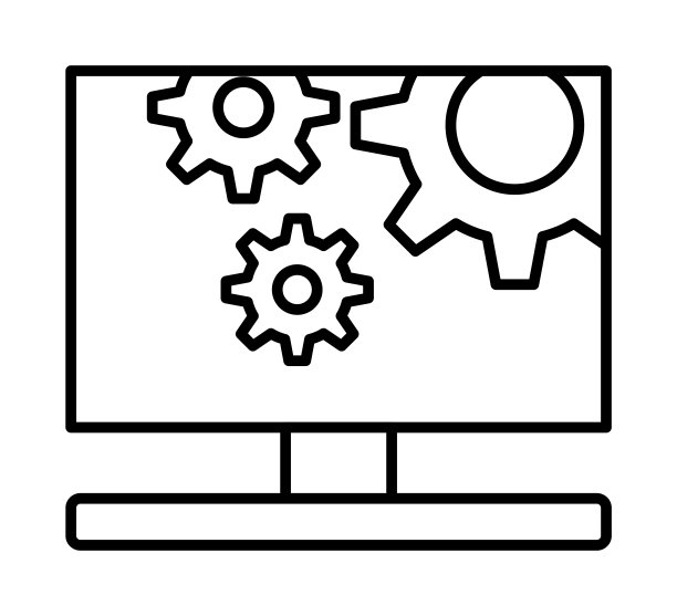 透明背景上的计算机，桌面，笔记本电脑矢量图标。轮廓电脑，台式机，笔记本电脑矢量图标图片下载