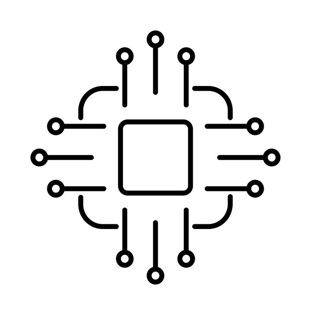 透明背景上的芯片连接网络矢量图标图片下载