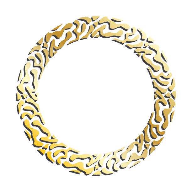 用于装饰标题的金虎皮框。金色金属动物饰品孤立在白色背景上。向量图片下载