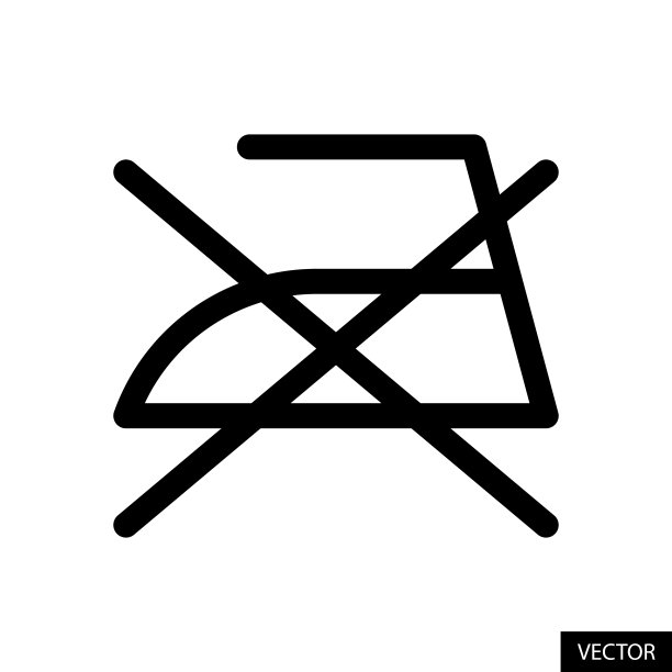 不熨烫，不熨烫洗衣符号矢量图标在白色背景上孤立的线条风格设计。可编辑的中风。图片下载