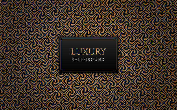 奢华抽象的黑色和金色圆圈图案。正式的高级背景模板有用的邀请设计，礼品卡，代金券，礼券，VIP邀请。优雅的几何圆形背景。图片下载