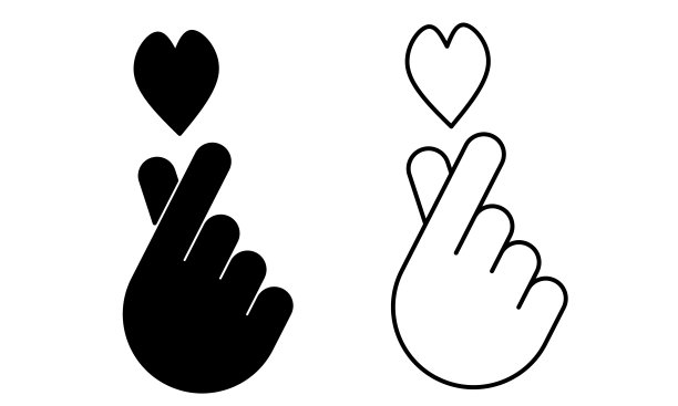 韩国爱情标志设置孤立的白色背景图片下载