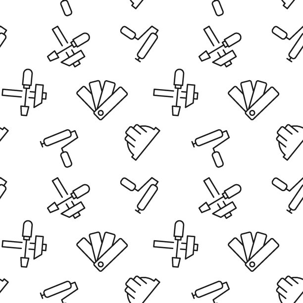 矢量无缝模式的染料调色板，锤子，螺丝刀在白色背景。可用于纺织品，背景，标牌图片下载