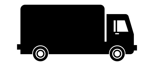 卡车黑色图标。货运卡车图标。交付的象征。矢量插图隔离在白色背景上。图片下载