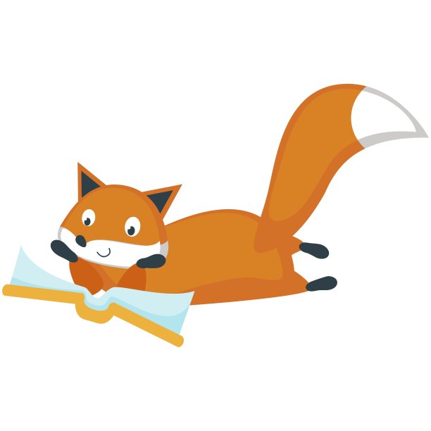 红狐阅读书矢量图标插图图片下载