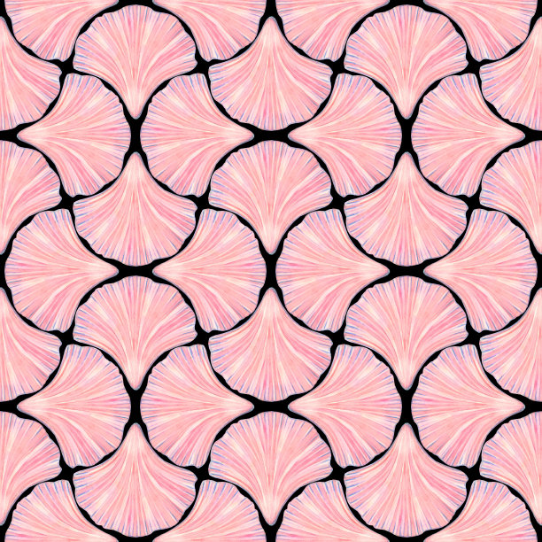 装饰艺术风格抽象海贝壳几何形式无缝模式图片下载