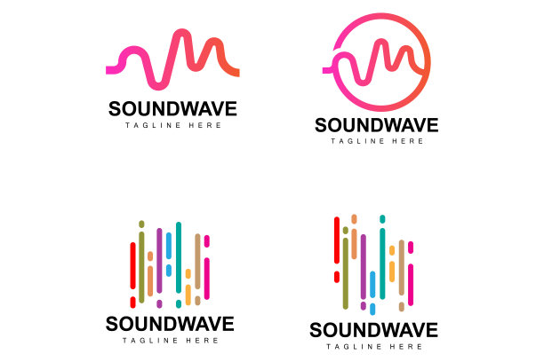 声波，和声音的音调矢量图标模板音乐品牌产品图片下载