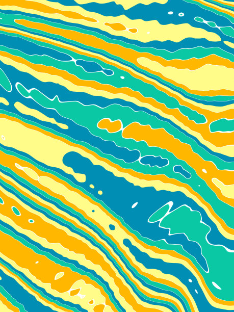 摘要波浪荡漾夏天彩色图案液体海滩背景野兽派孟菲斯风格山飞溅可爱的有趣模糊在一排海军蓝蓝绿色橙黄色水彩画波浪纹理扭曲分形美术图片下载