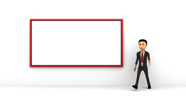 商人助理呈上白板。三维渲染图片下载
