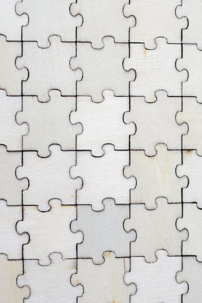 拼图块网格，拼图米色木，成功马赛克解模板，水平。空白组装谜题与复制空间。图片下载