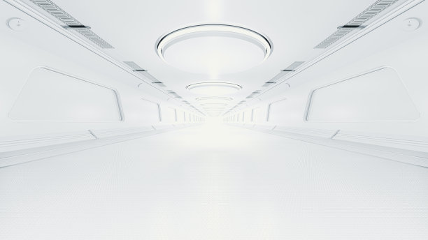 科学实验室或科幻走廊白色。科学元素和技术背景。可用于教育、科学等行业背景。图片下载