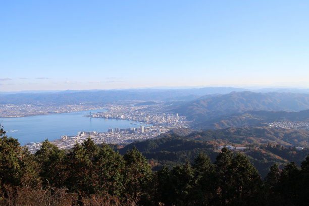 从日本京都的比荣山上看琵琶湖图片下载