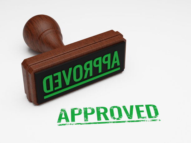 已批准的白色背景隔离木制印章图片下载