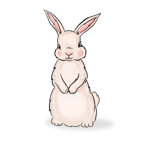 可爱的兔子，兔子，兔子卡通人物。儿童风格，插图。贴纸，儿童书籍的设计元素图片下载