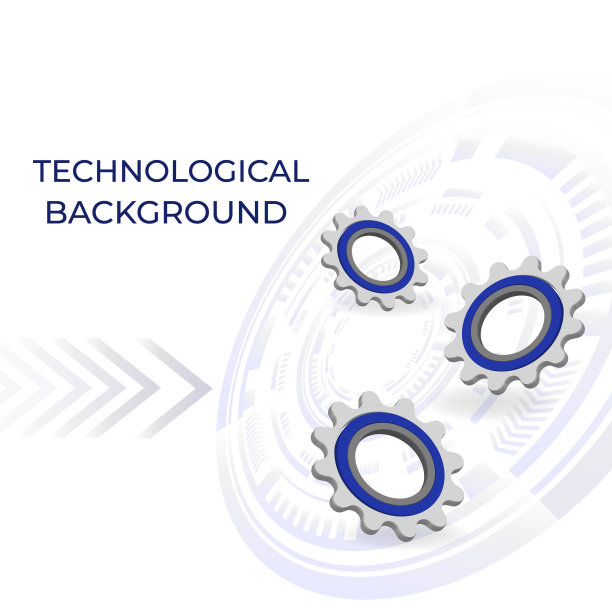 明亮的技术背景与齿轮和技术元素图片下载