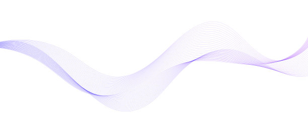流动的波浪线背景。抽象光滑弯曲条纹模板。蓝紫色流体形状。水平设计元素。向量图片下载