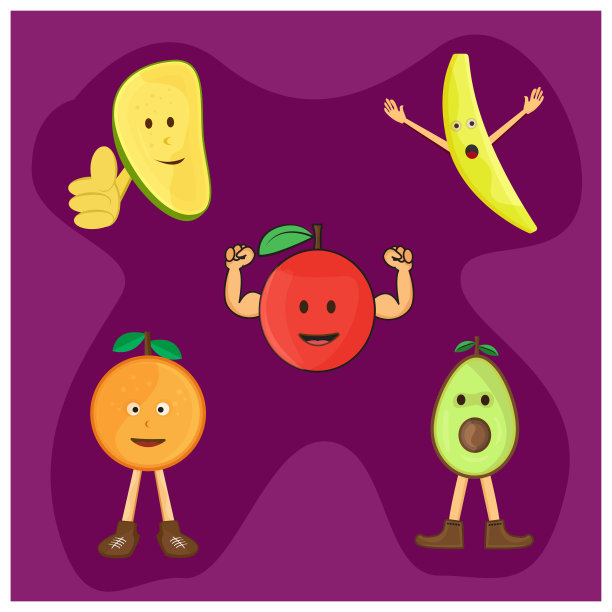 可爱的水果矢量图标涂鸦，漂亮的着色图片下载