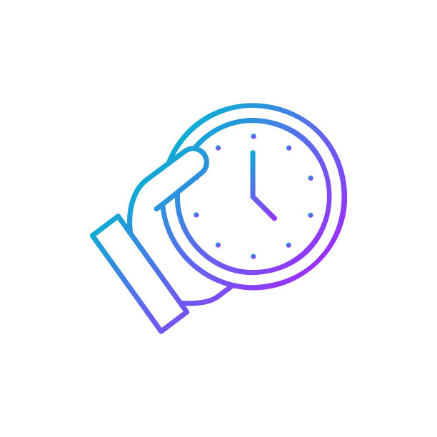 手持时钟，保持时间，保存时间梯度线性图标。时间管理符号设计。图片下载