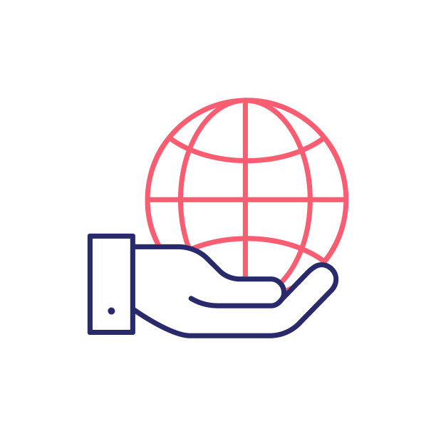 手握地球仪地球轮廓颜色图标。全球科技，互联网，社交网络符号设计。图片下载
