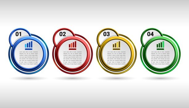 按圈设计四步信息图时间轴的元素。图片下载