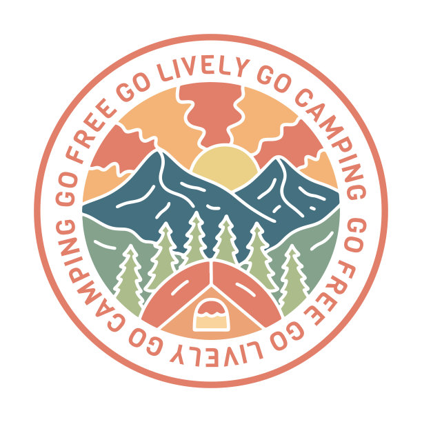 去自由去热闹去露营平面插画矢量艺术t恤徽章设计图片下载