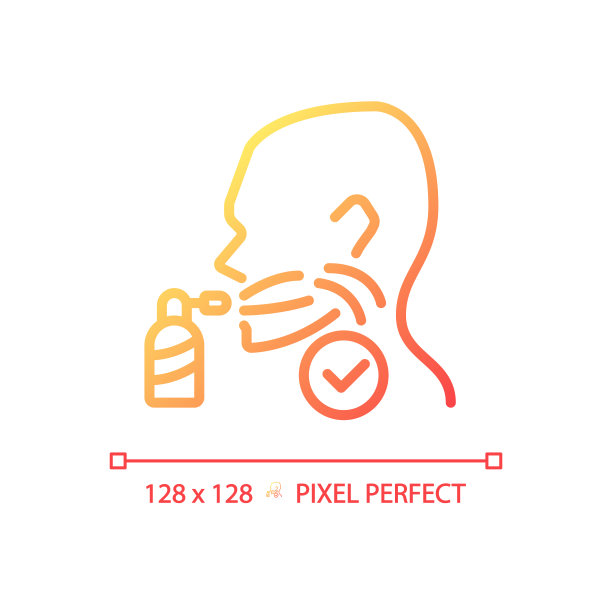 喉喷像素完美梯度线性矢量图标图片下载