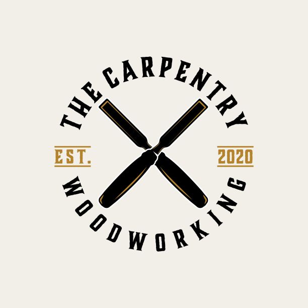 木工复古矢量模板。木材作品图形标签徽章补丁徽章插图。图片下载