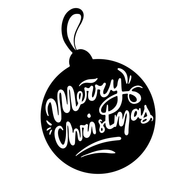 圣诞节结婚。在黑色的圣诞树球上嫁给圣诞。准确的单词拼写打印，横幅，t恤，咖啡馆和更多。极简主义的设计。图片下载
