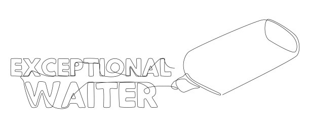 连续一行的“杰出服务员”文字是用铅笔和毡尖笔写的。细线插图矢量概念。轮廓图创意。图片下载