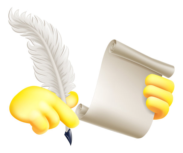 羽毛笔纸卷表情符号卡通图标图片下载