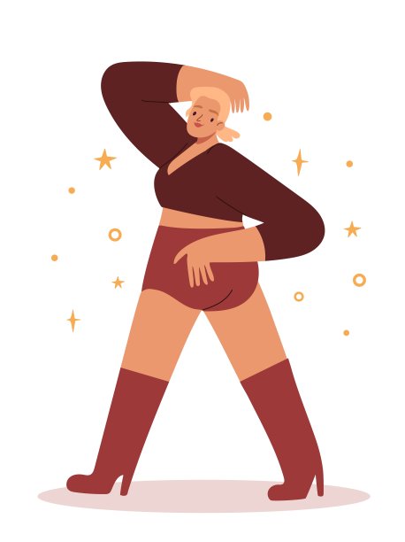 有吸引力的身体积极的女舞者摆姿势。快乐的女孩在热衣服孤立图片下载