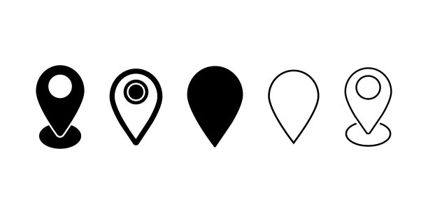引脚位置图标设置。地图引脚标记。地图标记指针图标集合。全球定位系统(GPS)的象征。向量的股票。图片下载