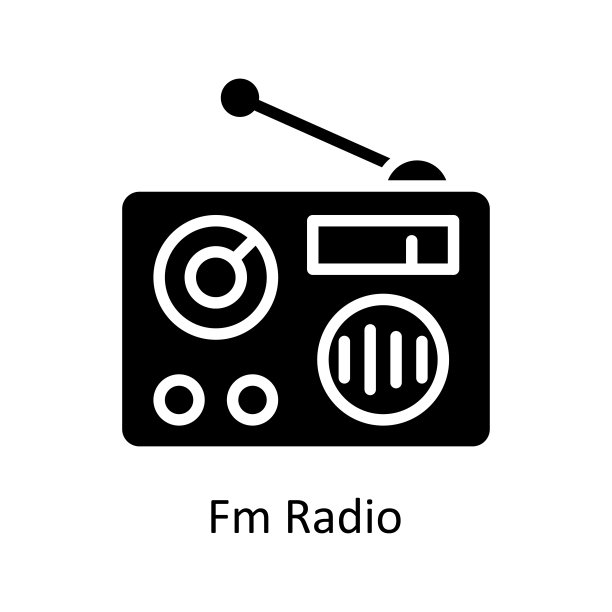 FM收音机矢量实心图标设计，白色背景EPS 10文件图片下载