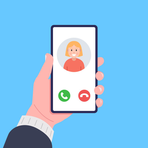 男子手持智能手机，女友来电。矢量插图。图片下载
