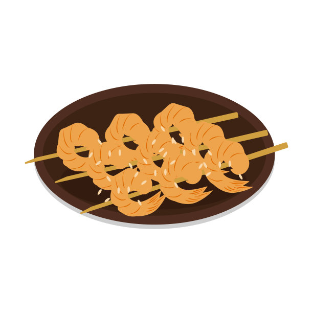 烧肉串虾仁撒芝麻图片下载