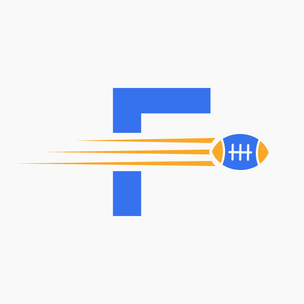 首字母F橄榄球标志，足球标志结合橄榄球图标为美国足球俱乐部标志图片下载