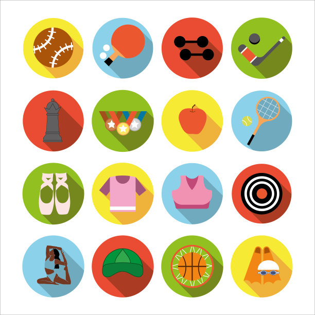 一套扁平的运动图标图片下载